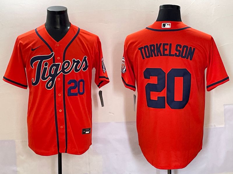 Men 2025 Detroit Tigers 20 Torkelson Orange Game Nike MLB Jersey style 2